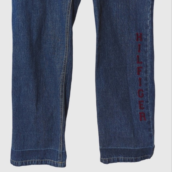 Vintage Tommy Hilfiger Embroidered Logo Wide Straight Leg Rigid Jeans Size 14 - Picture 6 of 6